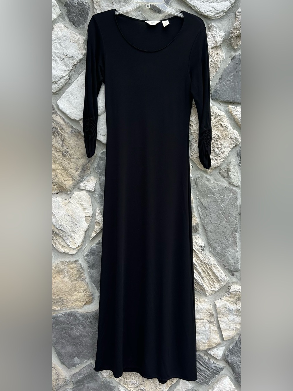 J. Jill Elegant Black Maxi Dress Size S Modest Classy Minimalist Closet Staple